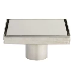 Ortiz Square Shower Drain With Drain Flange -Home-Bathroom 419317 6 oritz square shower drain brushed steel front