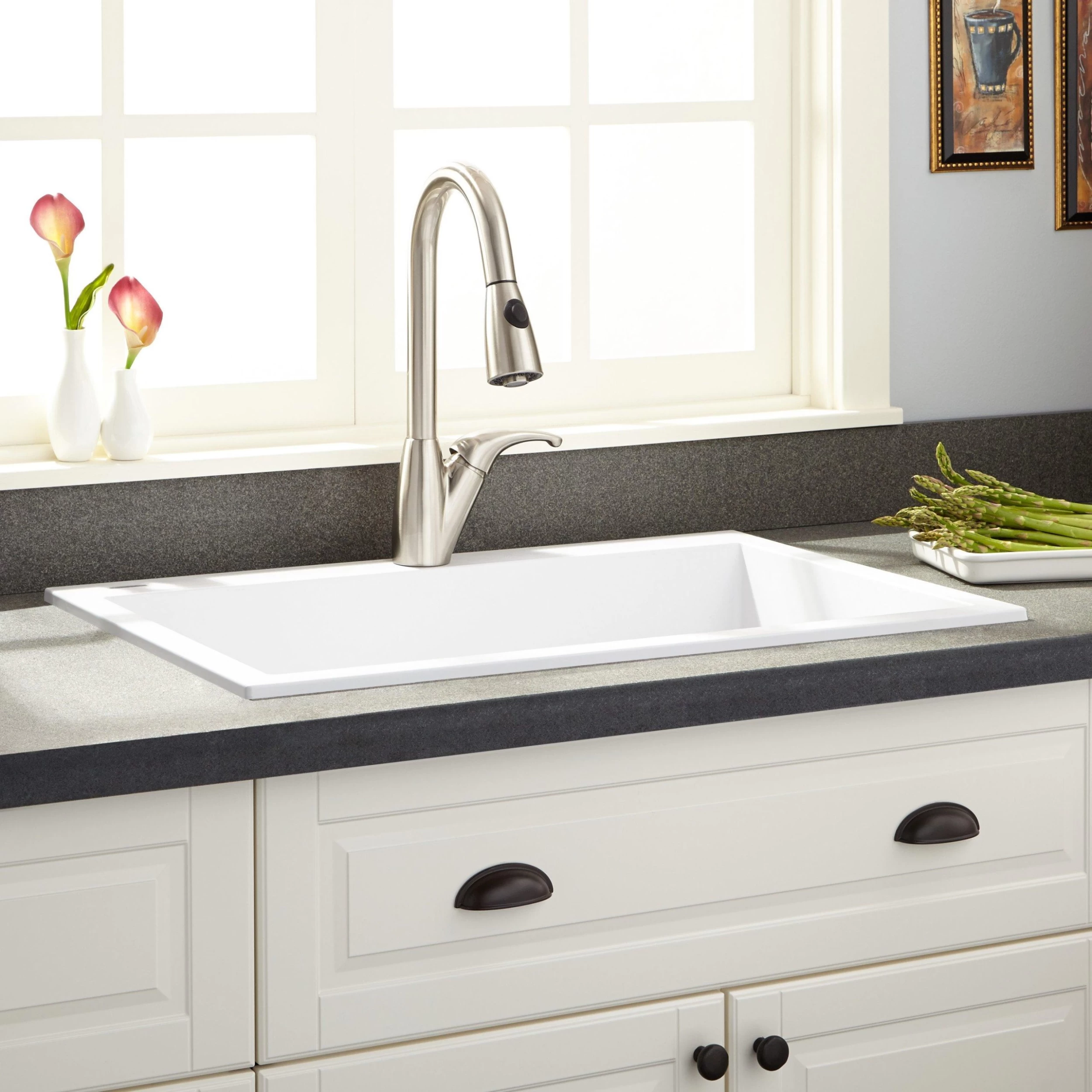 30" Holcomb Drop-In Granite Composite Sink - Cloud White 1 30" Holcomb Drop-In Granite Composite Sink - Cloud White