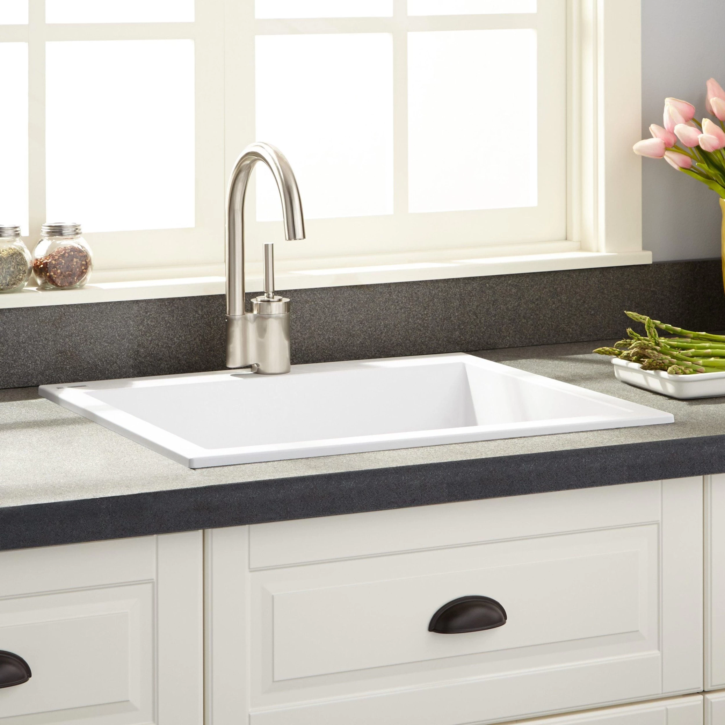 22" Holcomb Drop-In Granite Composite Sink - Cloud White 1 22" Holcomb Drop-In Granite Composite Sink - Cloud White