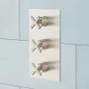 Modern Rectangular 4-Way Thermostatic Valve With Cross Handles