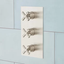 Modern Rectangular 4-Way Thermostatic Valve With Cross Handles
