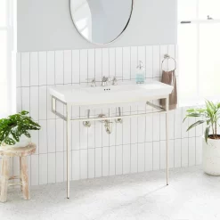 Olney Porcelain Console Sink With Metal Stand