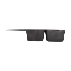 46" Tansi Double-Bowl Drop-In Sink With Drain Board - Black -Home-Bathroom 425910 Tansi dbl drop in kitchen sink BK 46 front MV70 scaled