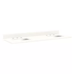 61" X 22" 3cm Quartz Double Vanity Top For Rectangular Undermount Sinks - Arctic White