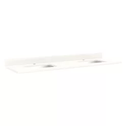 73" X 22" 3cm Quartz Double Vanity Top For Rectangular Undermount Sinks - Arctic White