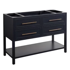 48" Robertson Mahogany Console Vanity For Rectangular Undermount Sink - Midnight Navy Blue -Home-Bathroom 433840 robertson vanity midnight navy blue 48 no top angle MV60 2 scaled