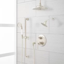 Cooper Pressure Balance Shower System With Rainfall Shower, Wall Shower And Hand Shower -Home-Bathroom 436863 shower system hand shower brushed nickel