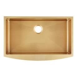 30" Atlas Stainless Steel Farmhouse Sink - Curved Apron - Matte Gold 10 30" Atlas Stainless Steel Farmhouse Sink - Curved Apron - Matte Gold -Home-Bathroom 441076 Atlas FH sink matte gold 30 top MV90 scaled