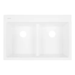 33" Algren Double-Bowl Drop-In Granite Composite Sink - Cloud White -Home-Bathroom 441668 Algren dbl drop in kitchen sink WH 33 top MV90 scaled