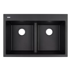33" Algren Double-Bowl Drop-In Granite Composite Sink - Black 10 33" Algren Double-Bowl Drop-In Granite Composite Sink - Black -Home-Bathroom 441670 Algren dbl drop in kitchen sink BK 33 top MV90 scaled