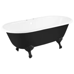 66" Sanford Cast Iron Clawfoot Tub - 7" Rim Holes - Black - Imperial Feet -Home-Bathroom 445070 Sanford tub BK imperial ft BK RH 66 angle MV60 scaled