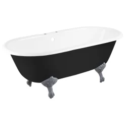 66" Sanford Cast Iron Clawfoot Tub - 7" Rim Holes - Black - Imperial Feet -Home-Bathroom 445071 Sanford tub BK imperial ft DG RH 66 angle MV60 scaled