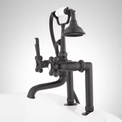 Deck-Mount Telephone Faucet With Cross Handles And Deck Couplers -Home-Bathroom 446422 telephone dm tub faucet MB side Beauty20 scaled