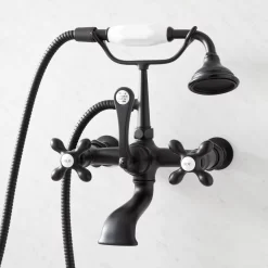 Wall-Mount Telephone Tub Faucet And Hand Shower - Cross Handles -Home-Bathroom 446424 telephone wm tub faucet MB Beauty10 scaled