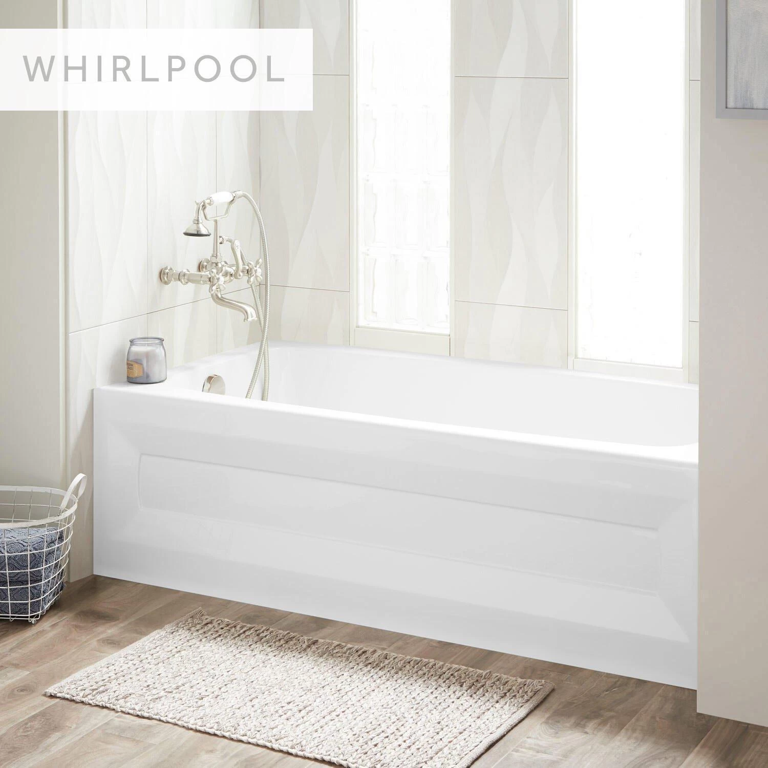 60" X 32" Bradenton Acrylic Alcove Whirlpool Tub - White