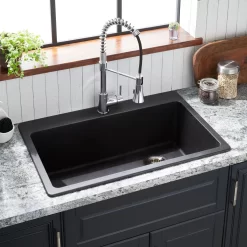 33" Totten Granite Composite Drop-In Kitchen Sink - Black