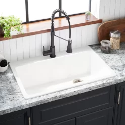 33" Totten Granite Composite Drop-In Kitchen Sink - White