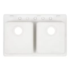 33" Totten Double-Bowl Granite Composite Drop-In Kitchen Sink - White 11 33" Totten Double-Bowl Granite Composite Drop-In Kitchen Sink - White -Home-Bathroom 447673 Totten dbl drop in kitchen sink WH 33 bottom MV100 scaled