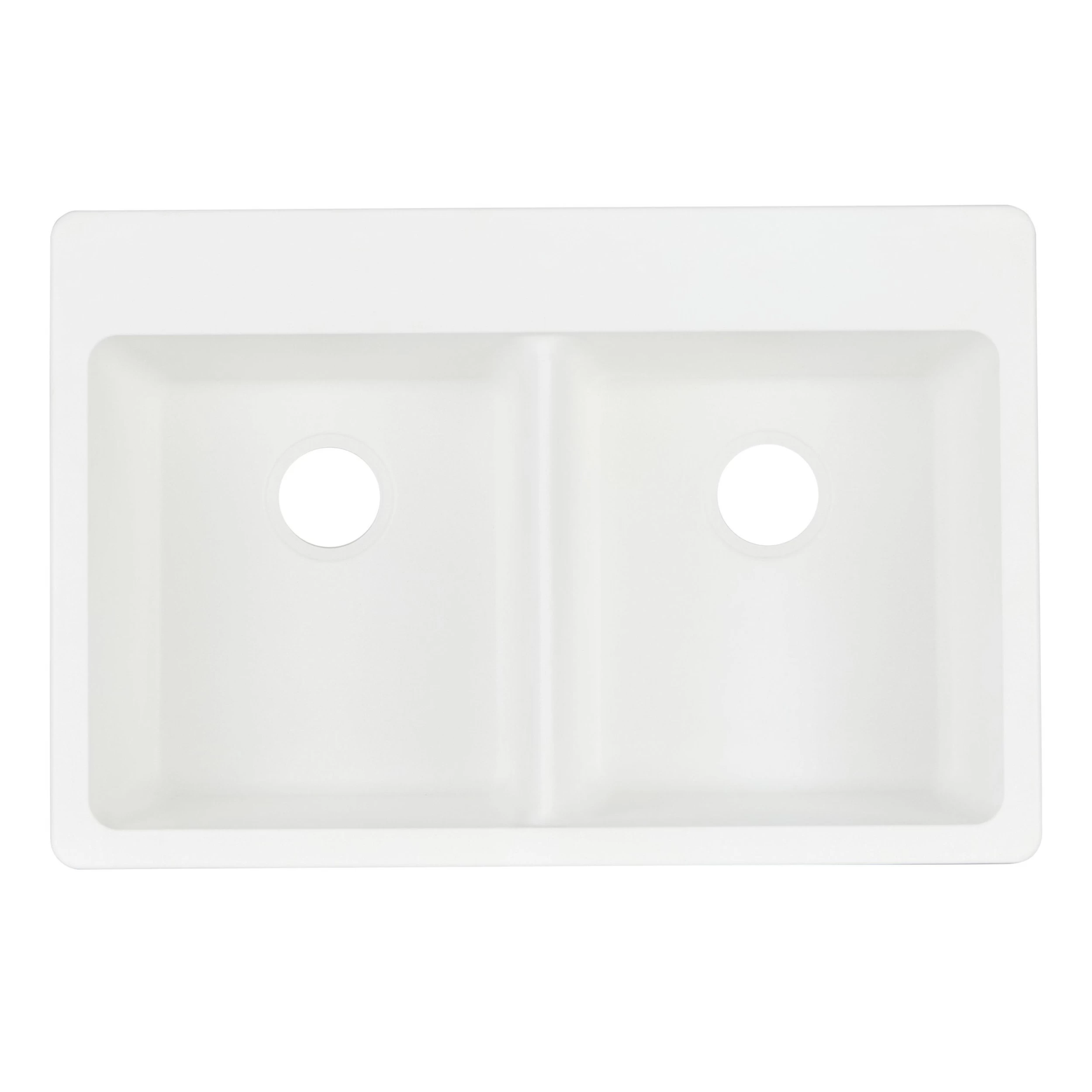 33" Totten Double-Bowl Granite Composite Drop-In Kitchen Sink - White 5 33" Totten Double-Bowl Granite Composite Drop-In Kitchen Sink - White - Image 5