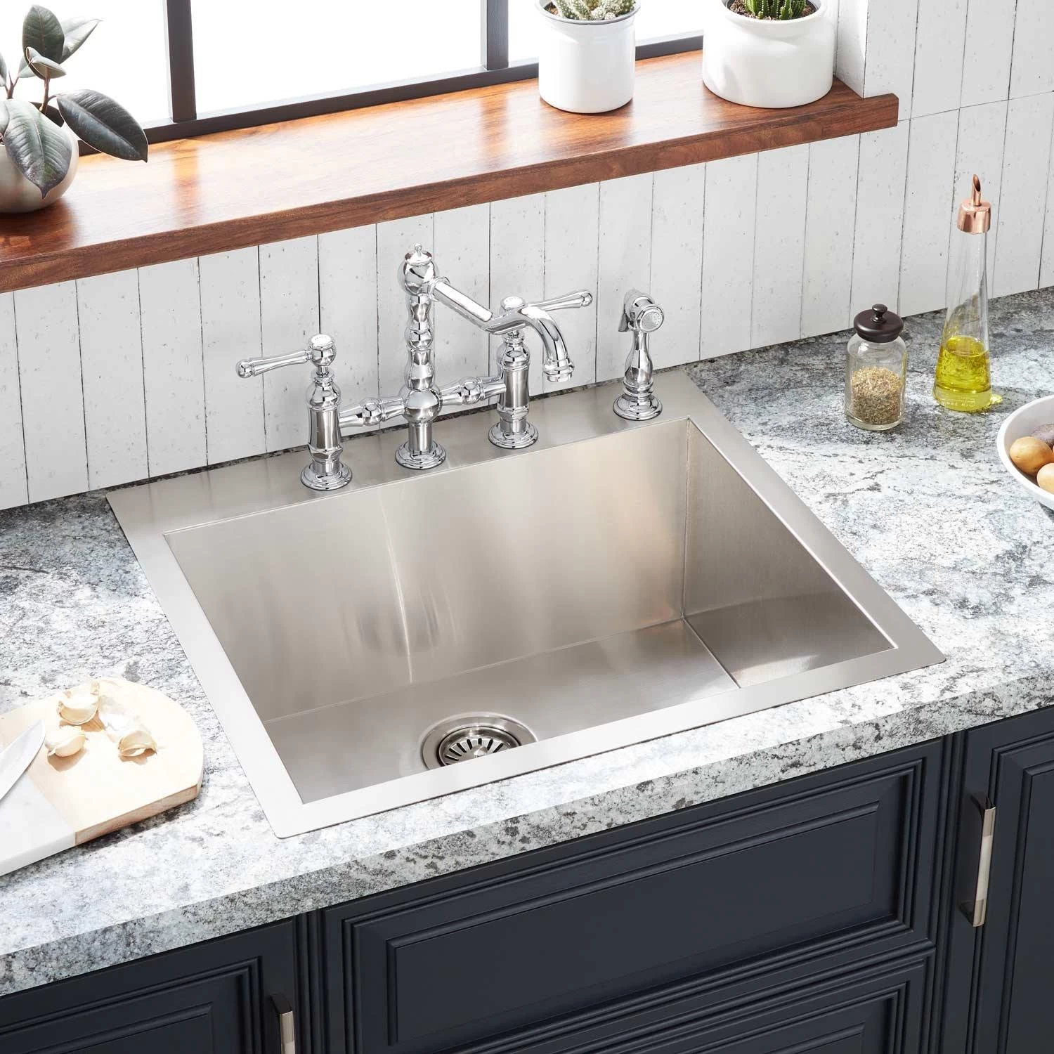 25" Sitka Stainless Steel Drop-In Kitchen Sink - 4-Hole 1 25" Sitka Stainless Steel Drop-In Kitchen Sink - 4-Hole