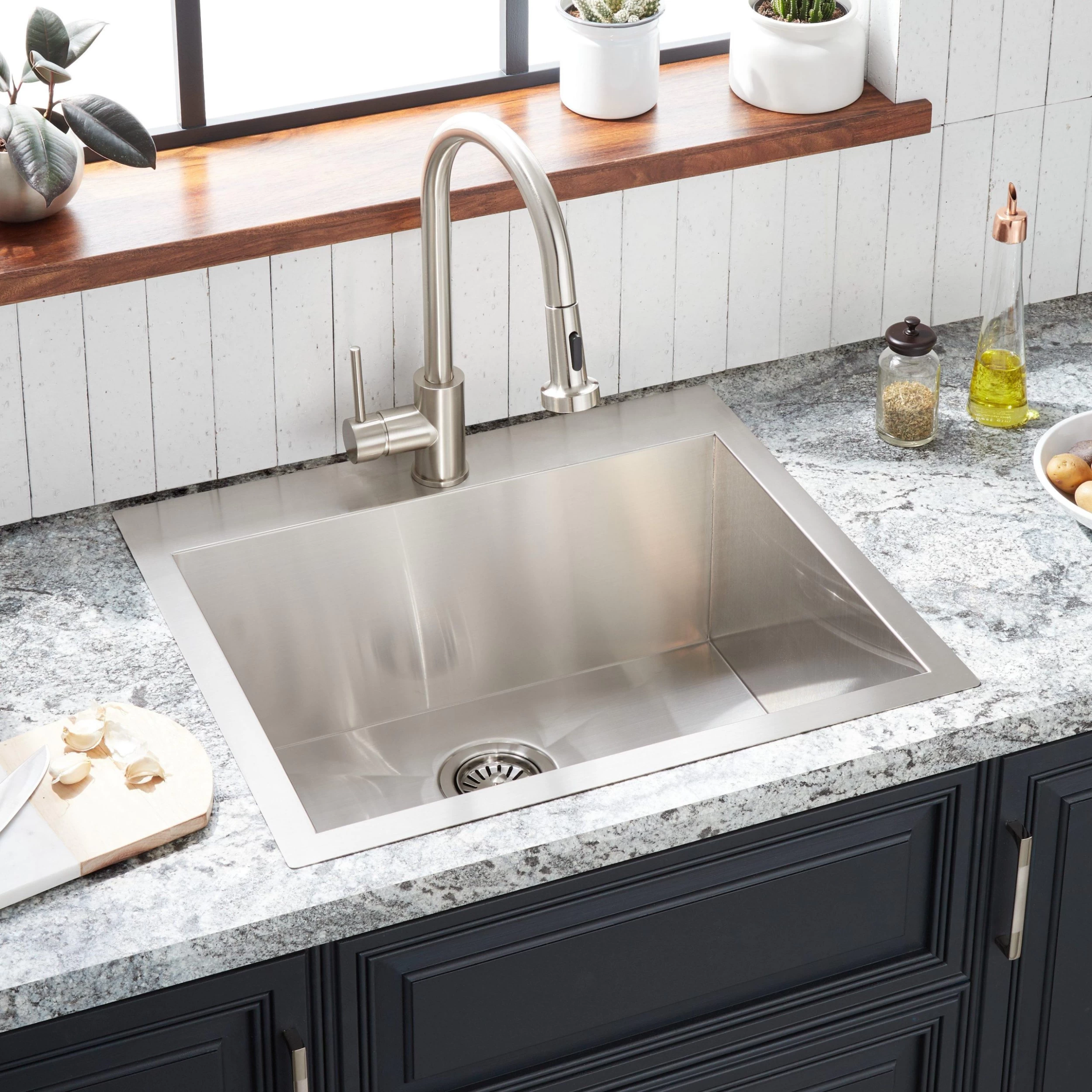 25" Sitka Stainless Steel Drop-In Kitchen Sink - Single-Hole 1 25" Sitka Stainless Steel Drop-In Kitchen Sink - Single-Hole