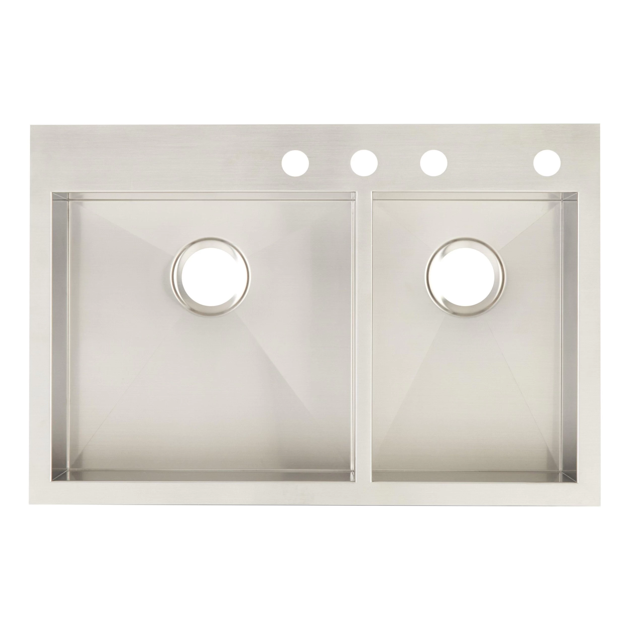 33" Sitka Offset Double-Bowl Stainless Steel Undermount Sink - 4-Hole 5 33" Sitka Offset Double-Bowl Stainless Steel Undermount Sink - 4-Hole - Image 5