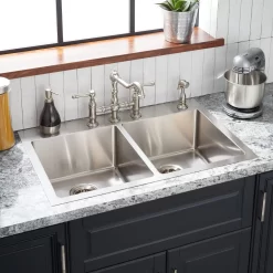 33" Ortega Double-Bowl Stainless Steel Drop-In Sink - 4-Hole
