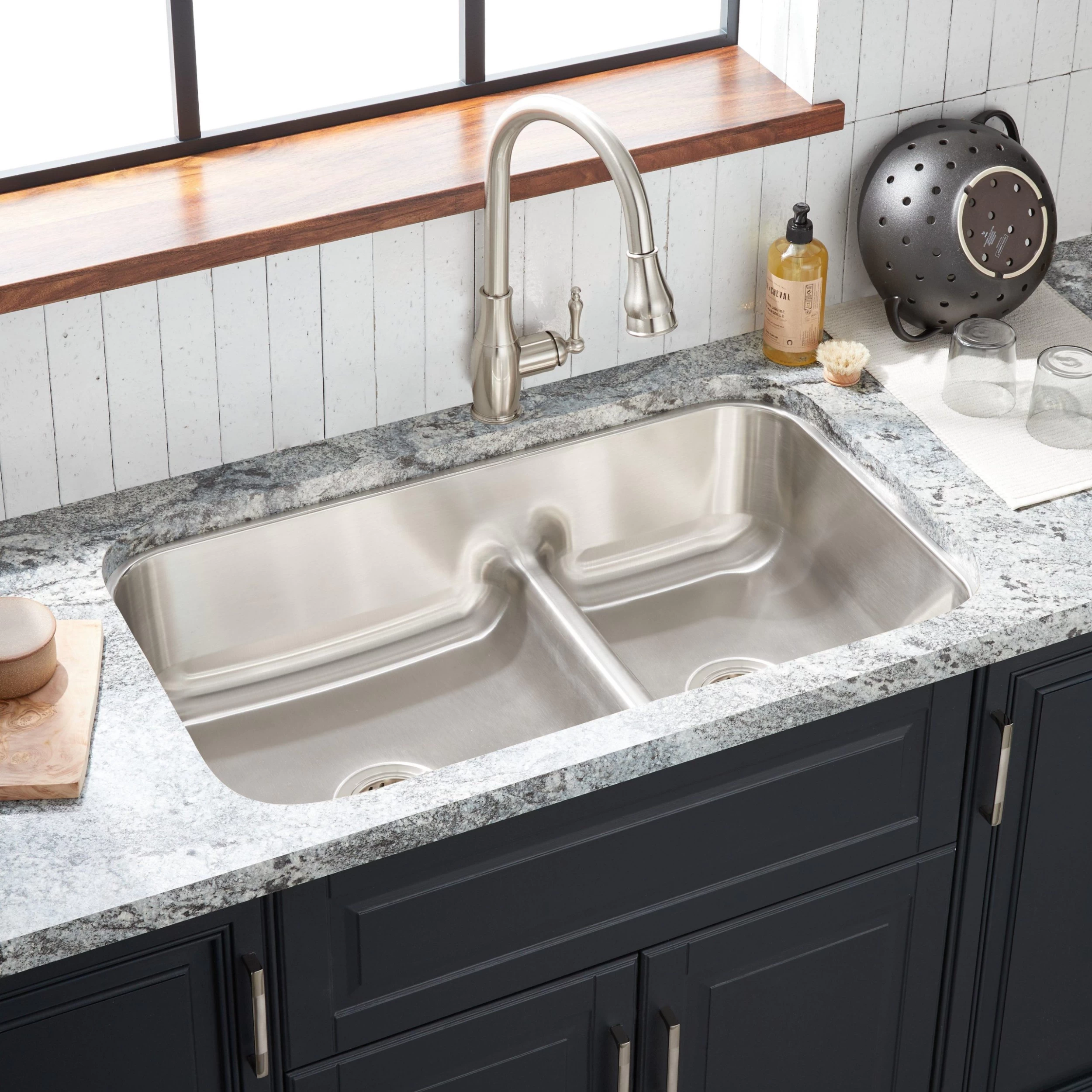 32" Calverton Double-Bowl Stainless Steel Undermount Sink 1 32" Calverton Double-Bowl Stainless Steel Undermount Sink