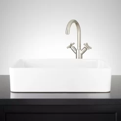 Hibiscus White Rectangular Fireclay Vessel Sink