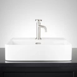 Hibiscus White Rectangular Fireclay Vessel Sink - Single Hole