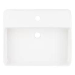 Hibiscus White Rectangular Fireclay Vessel Sink - Single Hole -Home-Bathroom 447957 Hibiscus vessel WH top MV100 scaled
