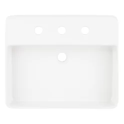 Hibiscus White Rectangular Fireclay Vessel Sink - 8" Widespread -Home-Bathroom 447958 Hibiscus vessel WH top MV100 scaled