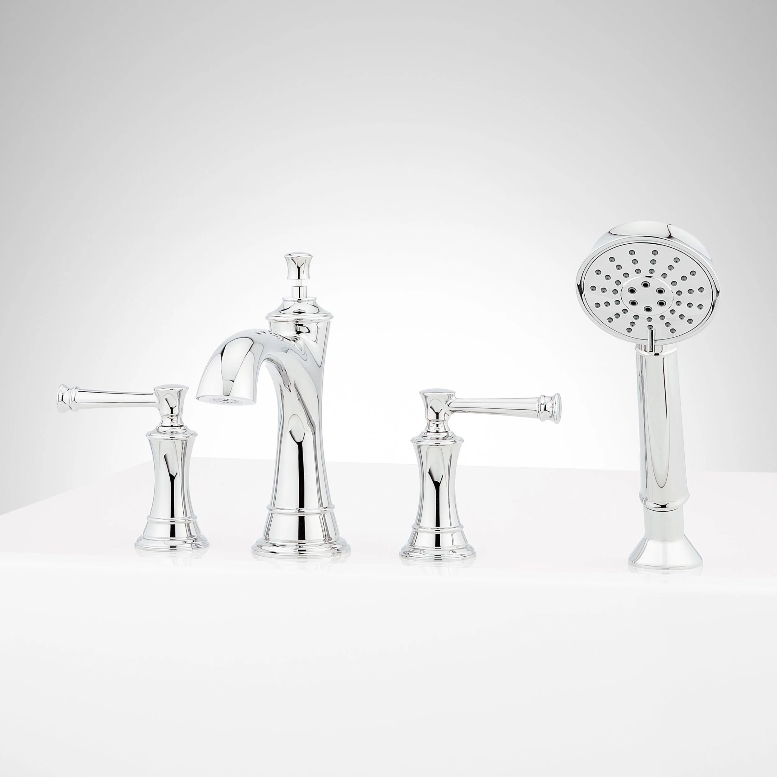 Beasley 4-Hole Roman Tub Faucet And Hand Shower 1 Beasley 4-Hole Roman Tub Faucet And Hand Shower