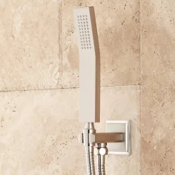 Ryle Dual Wall-Mount Rainfall Shower System With Hand Shower -Home-Bathroom 449226 thermostatic shower system brushed nickel hand shower