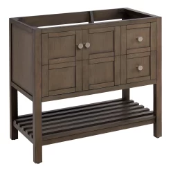 36" Olsen Console Vanity - Ash Brown - BN Hdwe - Undermount - Rectangle - Carrara Marble - 8" -Home-Bathroom 450436 olsen vanity ash brown 36 angle MV60 1