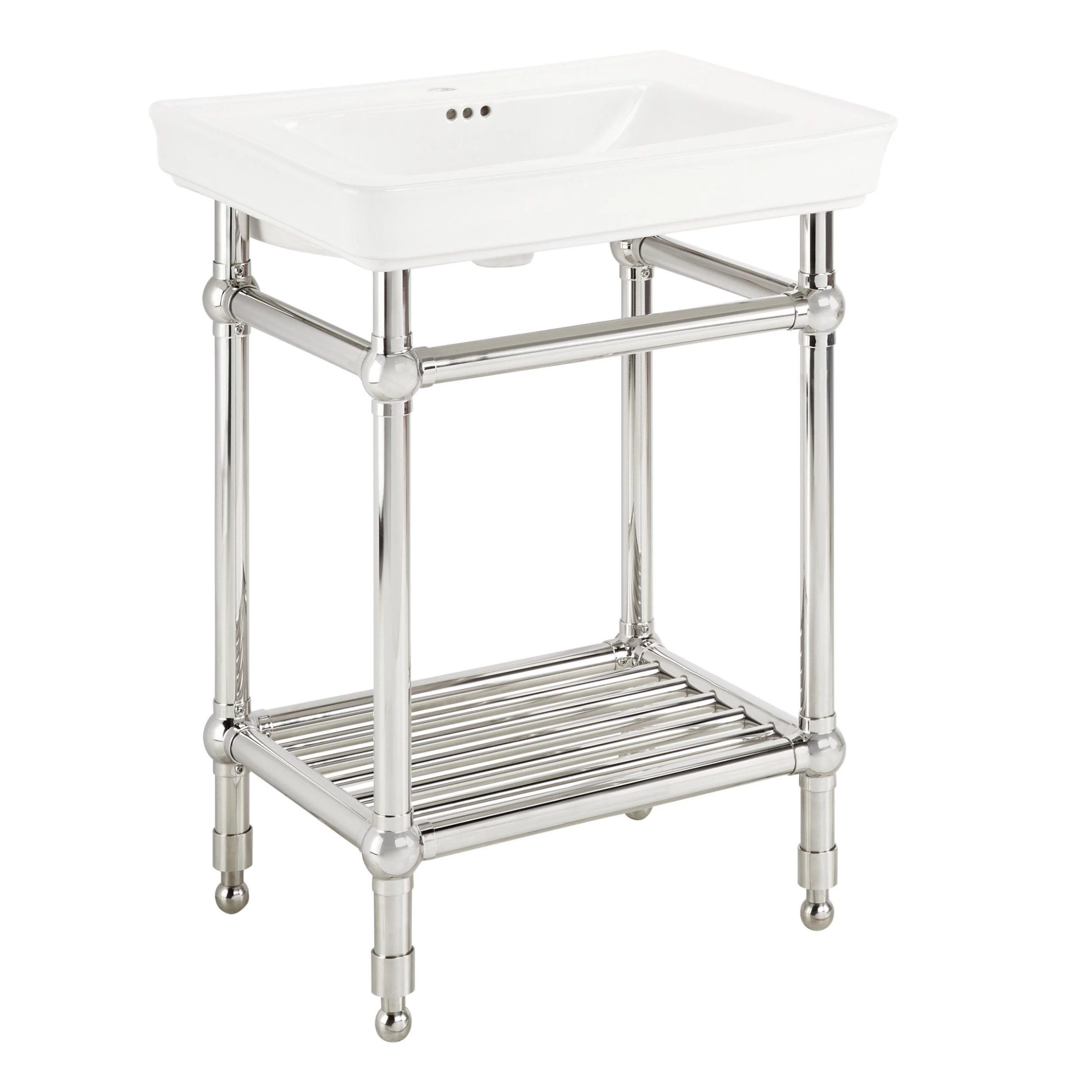 26" Eastcott Console Sink With Traditional Top - Single Hole - Polished Stainless Steel Stand 2 26" Eastcott Console Sink With Traditional Top - Single Hole - Polished Stainless Steel Stand - Image 2