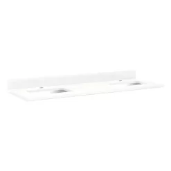 61" X 22" 3cm Quartz Vanity Top For Rectangular Undermount Sinks - Feathered White - White Sink