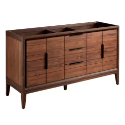 60" Aliso Teak Double Vanity For Rectangular Undermount - Java -Home-Bathroom 456347 aliso vanity java 60 no top angle MV60 scaled