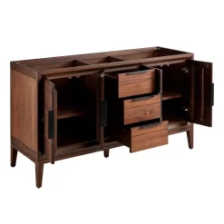 60" Aliso Teak Double Vanity For Rectangular Undermount - Java -Home-Bathroom 456347 aliso vanity java 60 no top open MV70 scaled