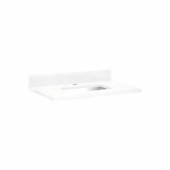 31" X 22" 3cm Quartz Vanity Top For Rectangular Undermount Sink - Feathered White - White Sink