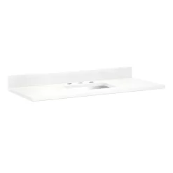 49" X 22" 3cm Quartz Vanity Top For Rectangular Undermount Sink - Feathered White - White Sink