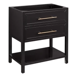 30" Robertson Console Vanity For Rectangular Undermount Sink - Black -Home-Bathroom 457682 robertson vanity black 30 no top angle MV60 1