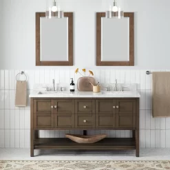 60" Olsen Double Console Vanity For Rectangular Undermount Sinks - Ash Brown