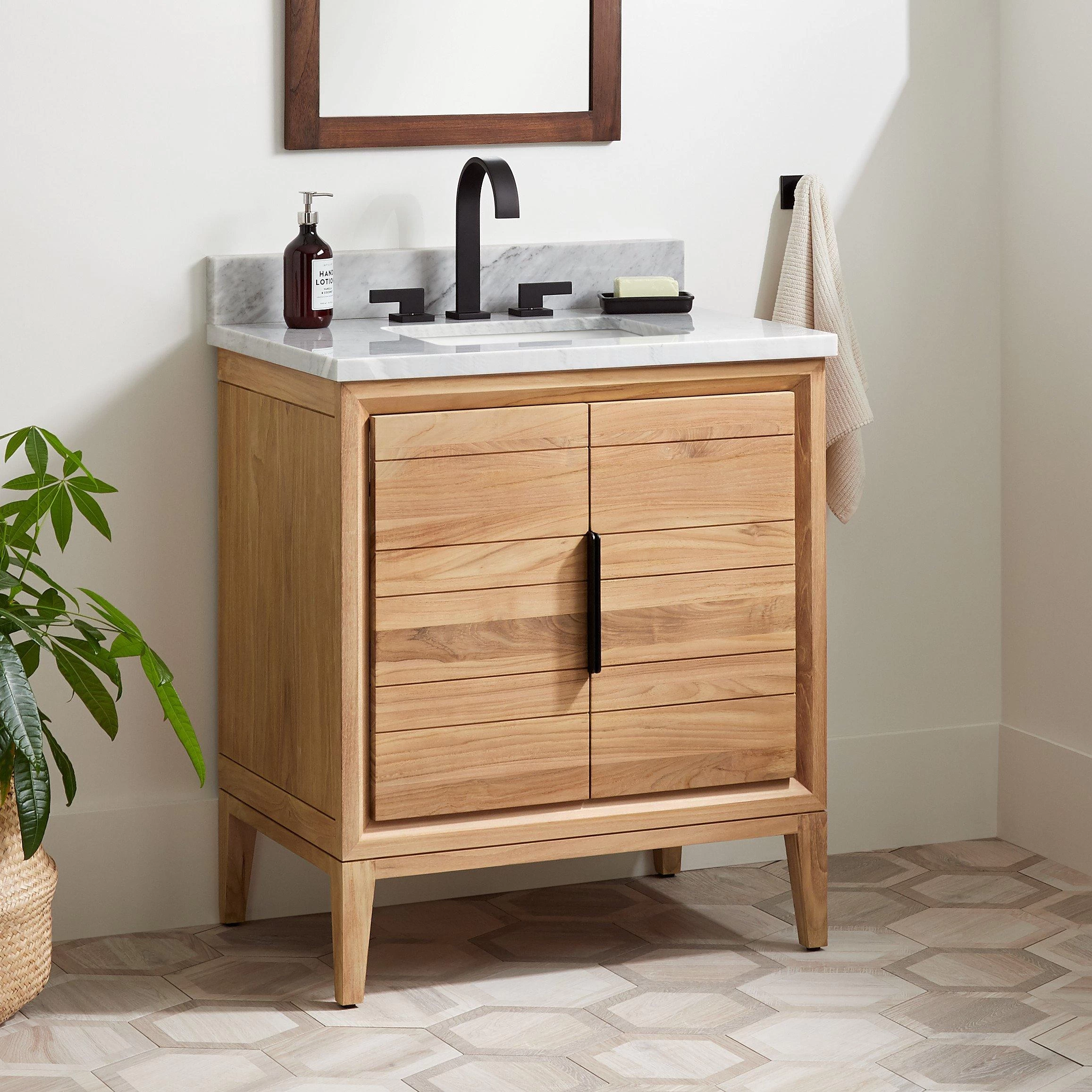 30" Aliso Teak Vanity For Rectangular Undermount - Natural Teak 1 30" Aliso Teak Vanity For Rectangular Undermount - Natural Teak