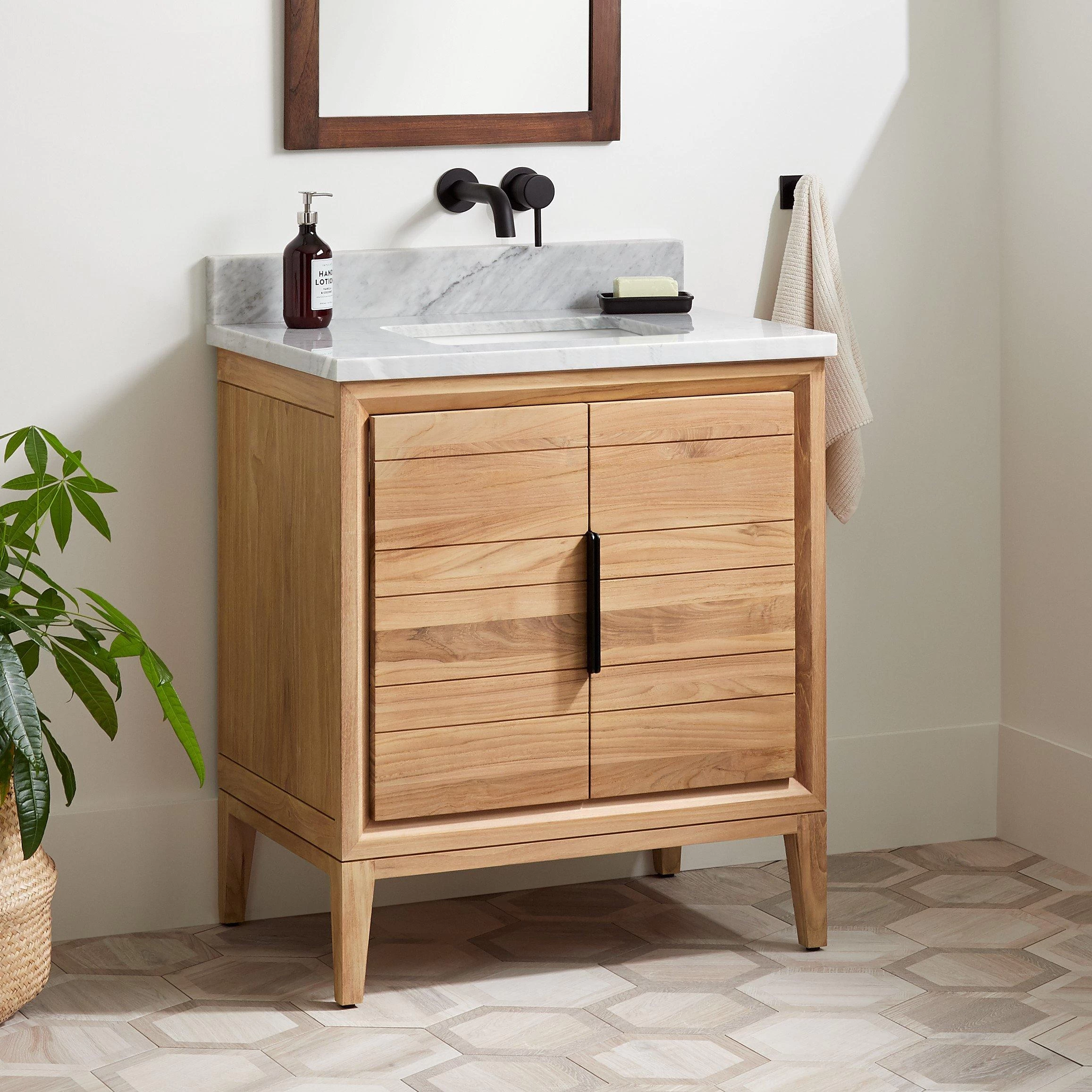 30" Aliso Teak Vanity For Rectangular Undermount - Natural Teak 2 30" Aliso Teak Vanity For Rectangular Undermount - Natural Teak - Image 2
