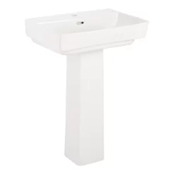 Pentero Pedestal Sink - White -Home-Bathroom 459528 pentero pedestal sink WH single hole angle MV60