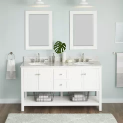 60" Olsen Double Console Vanity Undermount Sinks - Soft White