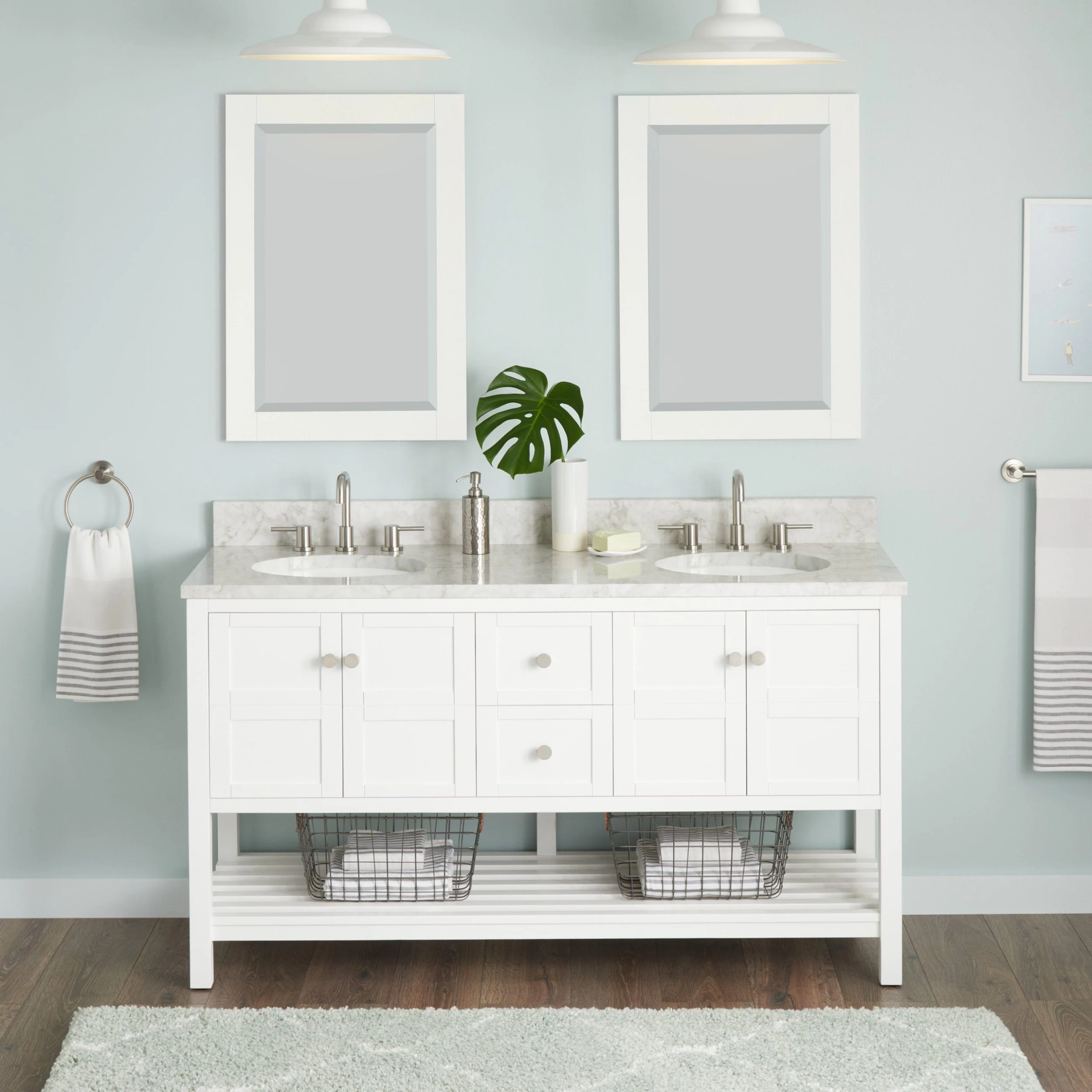 60" Olsen Double Console Vanity Undermount Sinks - Soft White 1 60" Olsen Double Console Vanity Undermount Sinks - Soft White