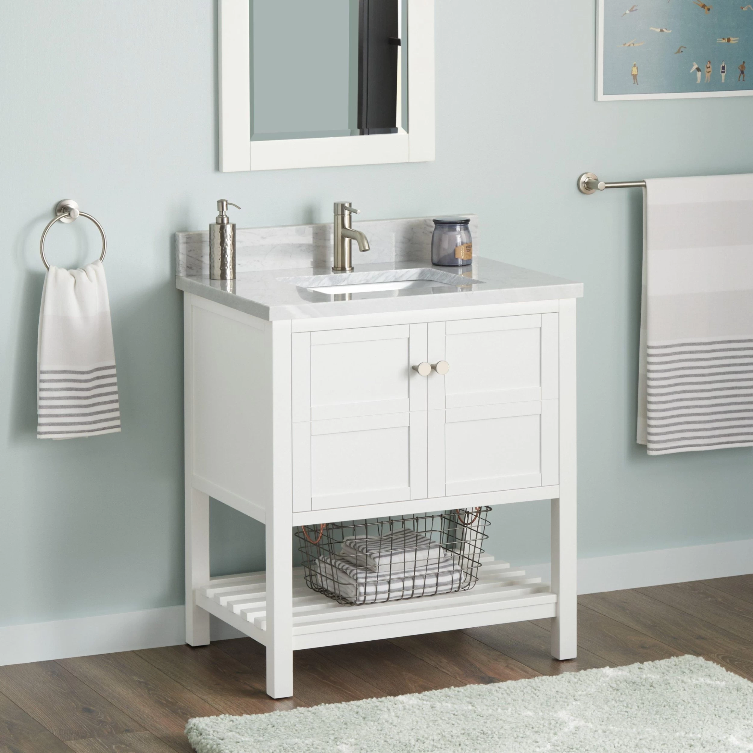 30" Olsen Console Vanity For Rectangular Undermount Sink - Soft White 3 30" Olsen Console Vanity For Rectangular Undermount Sink - Soft White - Image 3