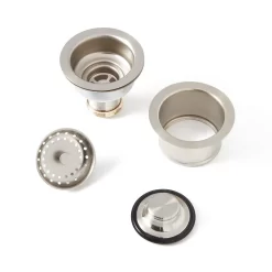 Kitchen Sink Drain Set - Basket Strainer & Disposer Flange And Stopper -Home-Bathroom 464692 deep drain flange set brushed nickel exploded